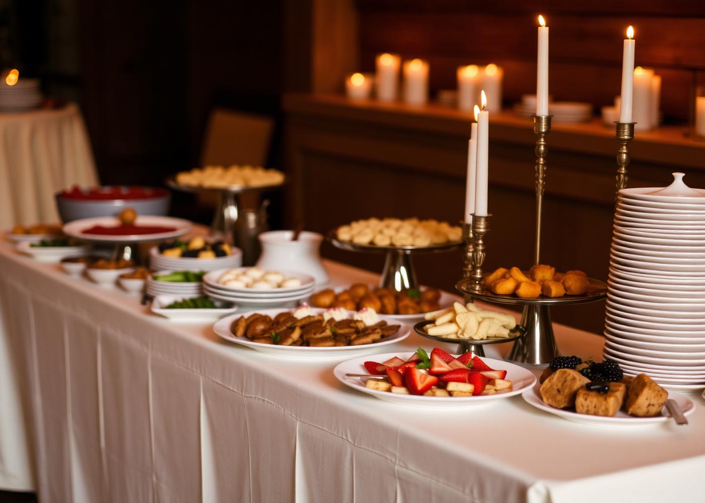 Homemade catering table prepared for a small event